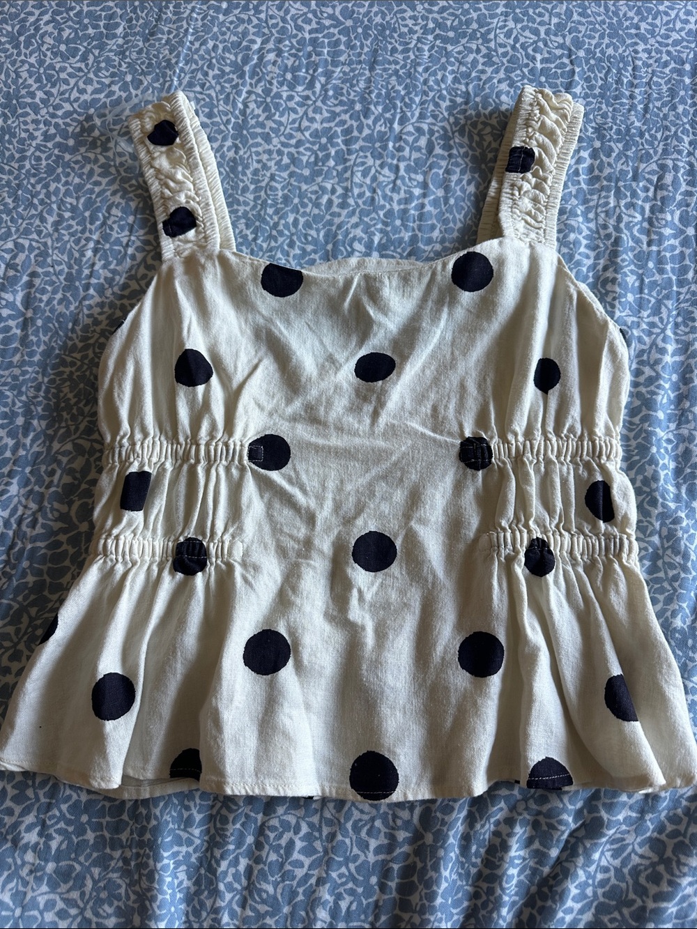 a new day Ivory Polka Dot Smocked Strap Tank